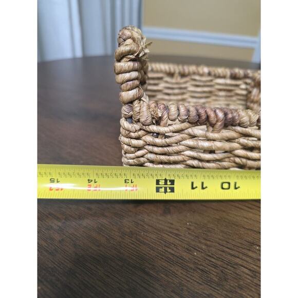 Handwoven Rectangular Wicker Basket with Handles – 14" x 8" – 3 Compartments - Picture 2 of 16